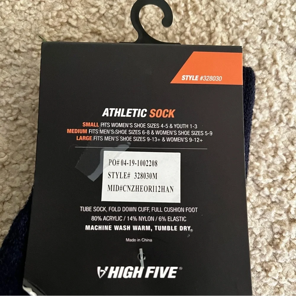 NWT High Five black athletic socks 24” medium